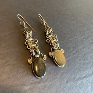 Dangle Drop Earrings with Ear Hook - Iridescent Stone - Beautifully Handcrafted